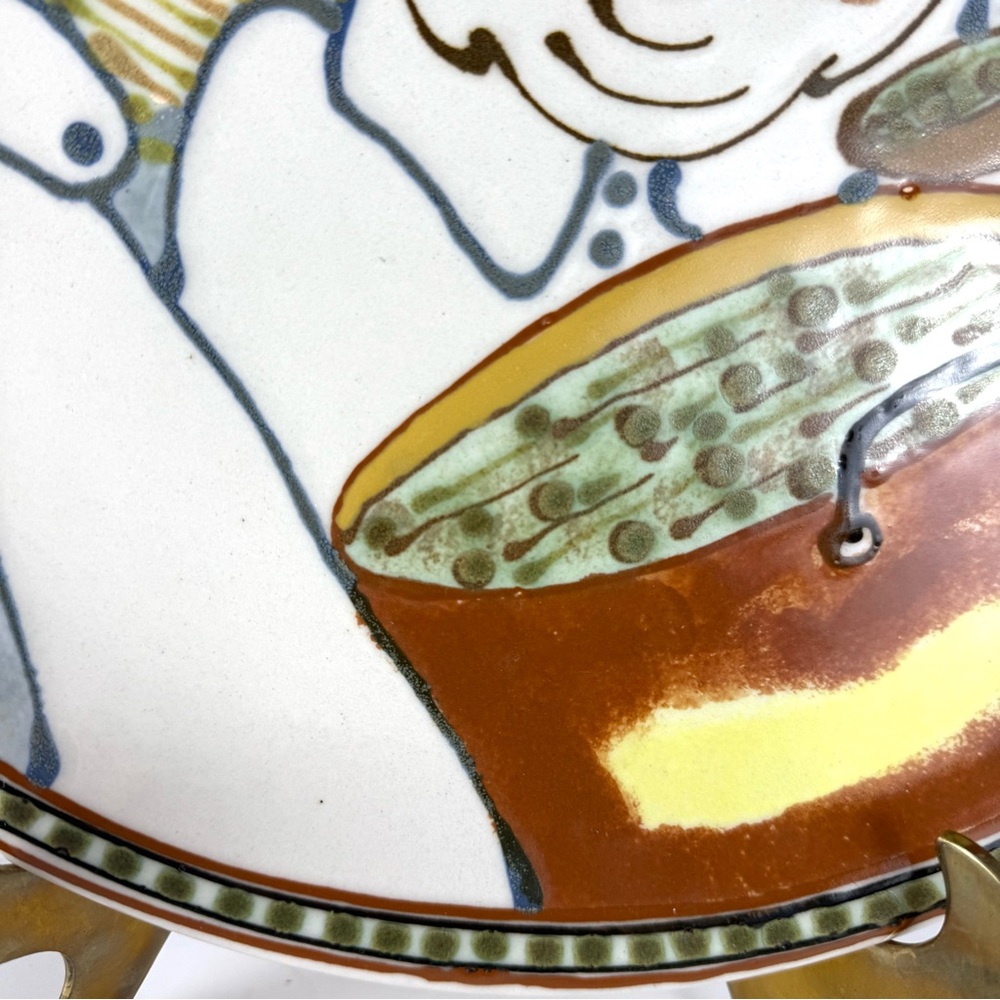 Vintage Janet Rothwoman Pottery Chef Platter 1970s CA Ceramic Hand Painted 13.5โ - Picture 5 of 12